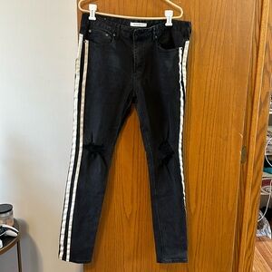 Stacked Skinny Jeans 34x32 Black and White striped